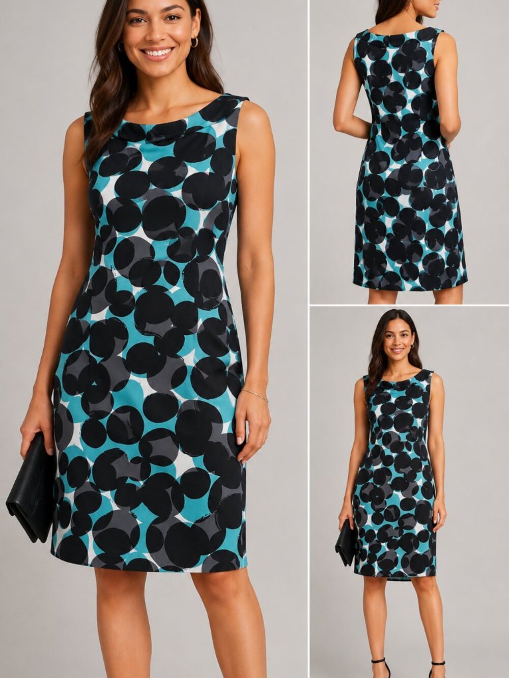 Mercer & Madison Size 6 abstract print teal dress blackMercer